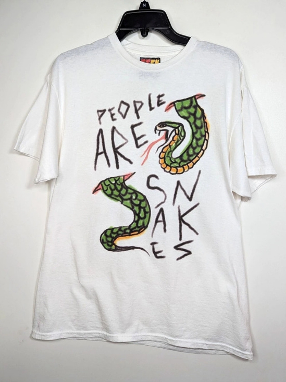 Teen Hearts People Are Snakes Tattoo Tee Graphic T-Shirt White & Green Large